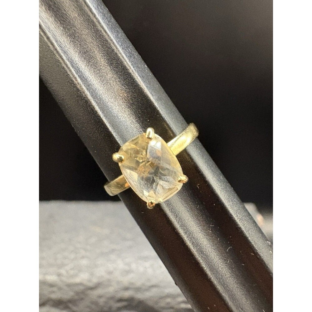 Size 7.25 Women's 10K Yellow Gold Citrine Ring JTG Cushion Cut 1.67 Grams